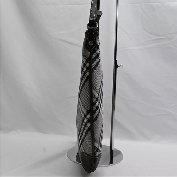 BURBERRY BLUE LABEL Check Pattern Shoulder Bag Nylon Leather Black - EUC - Picture 4 of 16